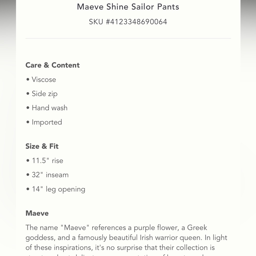 NWT anthropologie Maeve shine sailor pants 6 - Picture 4 of 9